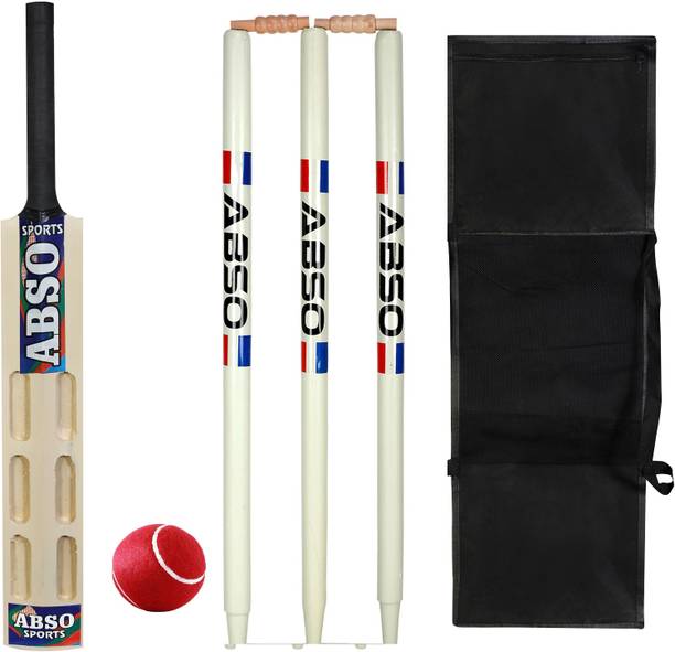 abso Poplar Willow Tennis Cricket Kit with 6 Scoop Bat Size 3 No Age group 8 years Cricket Kit