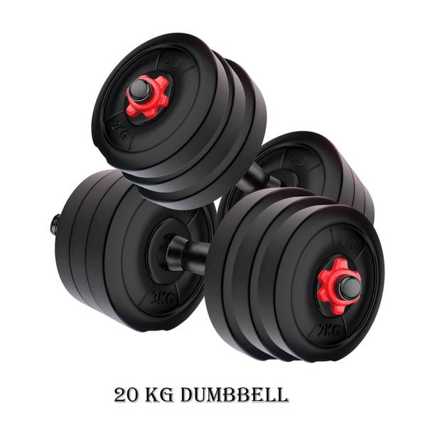 BAPTIZO 20kg PVC Dumbbell KIT with 2.5kg x 8 Plates + Rods Fitness Accessory Kit Kit