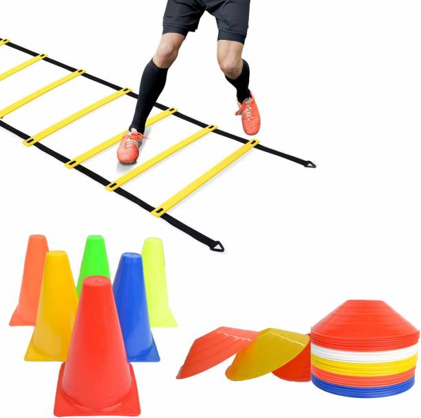 FIKAST Agility kit 4 Mtr. Ladder 10 saucer 6 cone of 6 inch 6 hurdle Football & Fitness Kit