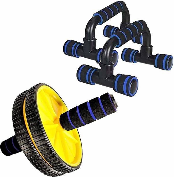 GJSHOP General ab exerciser workout ab wheel with plastic pushup bar home, gym fitness combo kit Fitness Accessory Kit Kit