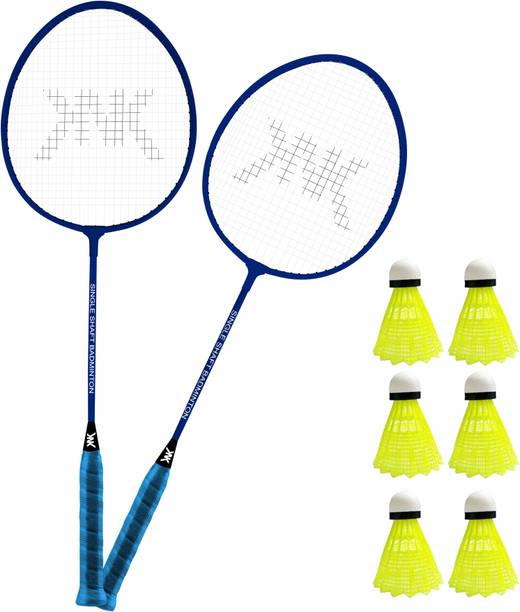 KNK Single Shaft Badminton Racket Pack Of 2 Piece Badminton With 6 Piece Nylon Shuttle Badminton Kit