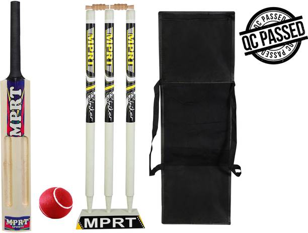 MPRT Wooden 2 Scoop Cricket kit with base Bat Size 6 For Age Group 13-15 Cricket Kit