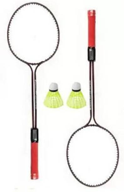 NSP Double Shaft Florescent 2 Badminton Racket,2 Plastic Shuttles Kit Badminton 