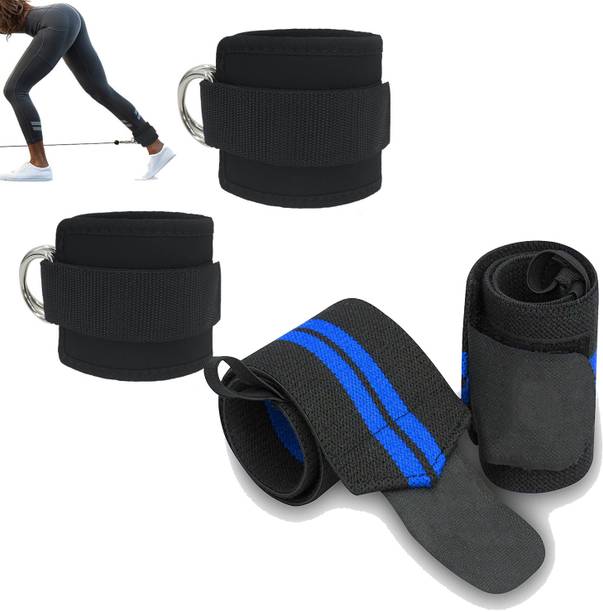 GymWar Combo of Cabel Machine Ankle strap+Wrist Supporter for Gym Fitness Accessory Kit Kit