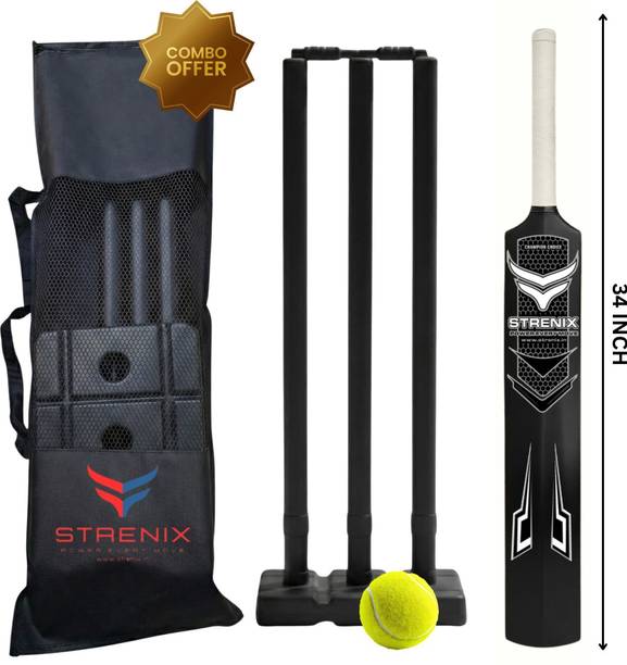 SS SKULL PVC Cricket Kit Kids Below 8 Plastic Bat Size 3, Wickets 24'', Bails-186-186 Cricket Kit
