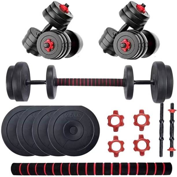 WILORA 3 In 1 Convertible Dumbbells & Barbell Home Gym Set Kit For Home Workout Fitness Accessory Kit Kit