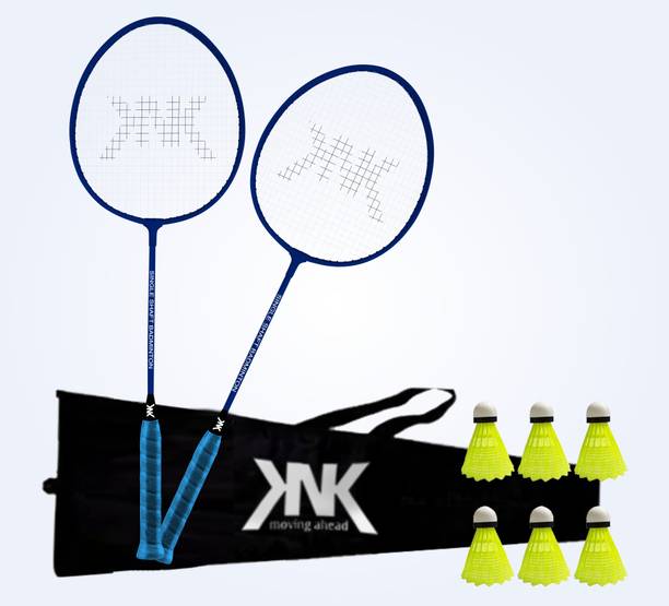 KNK Single Shaft Badminton Of 2 With 6 Pc Nylon Shuttlecock With Cover Badminton Kit