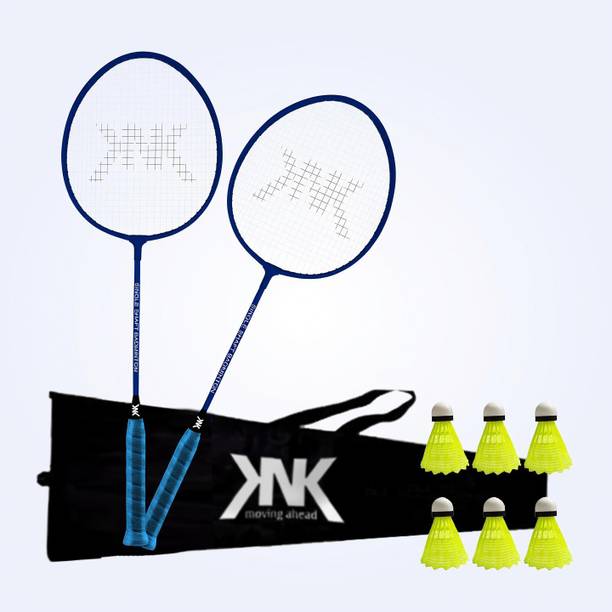 KNK Single Shaft Badminton Of 2 With 6 Pc Nylon Shuttlecock With Cover Badminton Kit