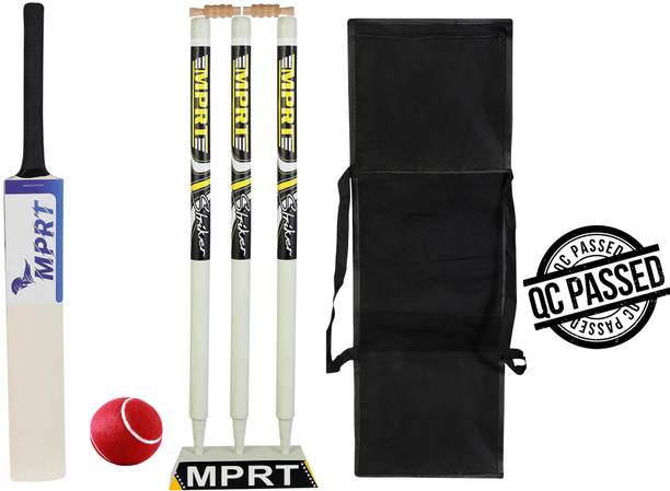 MPRT Sticker Wooden Cricket Kit With Base Bat Size 4 For Age Group 7-9 Cricket Kit Cricket Kit
