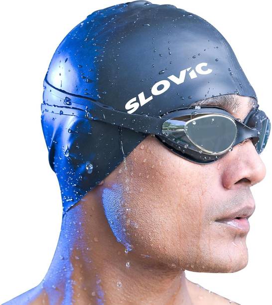 SLOVIC Premium Quality Goggles & Cap | UV Protection | Anti-Fog | Premium Quality | Swimming Kit