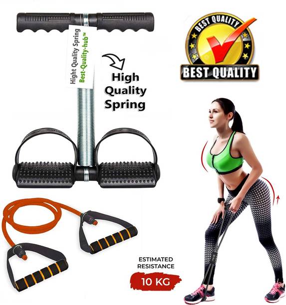 Best-Quality-Hub Tummy Trimmer for men combo Resistance band toning tube Exercising Equipment Fitness Accessory Kit Kit