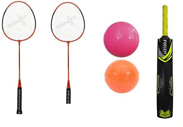 HOC CRICEKT BAT+ 2 WIND BALL +BADMINTON RACQUET Cricket Kit