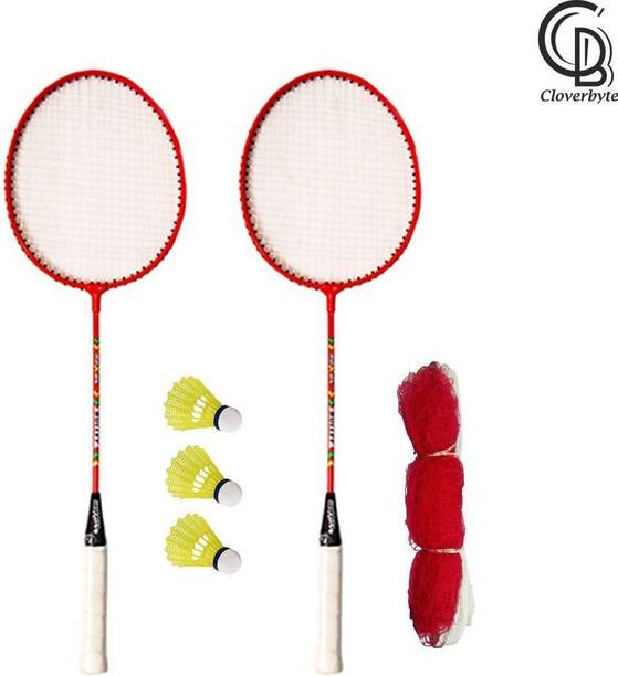 TROCK Pack Of 2 Piece Badminton With 3 Piece Shuttle And Badminton net kit set Badminton Kit
