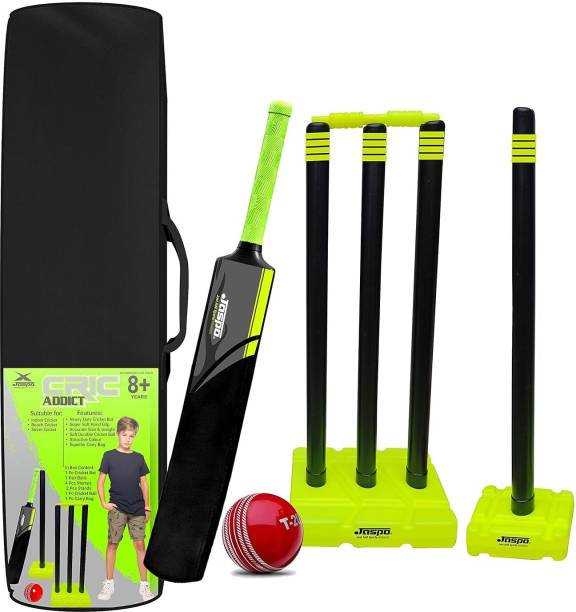 Jaspo CRIC Addict Plastic Cricket Bat Set Combo with Soft Cricket Ball for Kids Cricket Kit