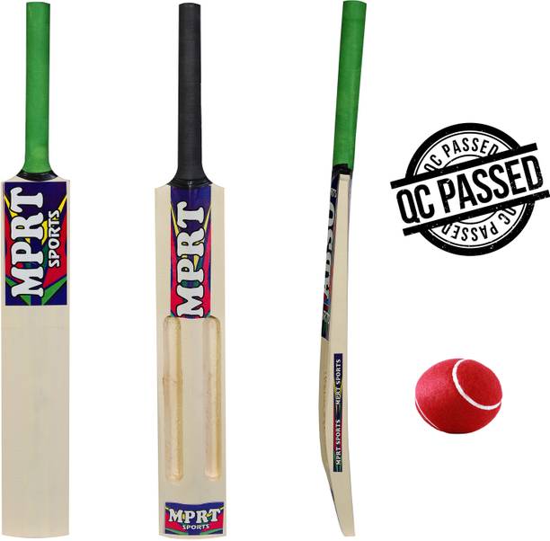 MPRT Wooden designer 2 Scoop Cricket Bat & Ball for Tennis Bat Size 6 for Age 12-14. Cricket Kit
