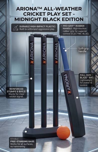 ARIONA Black Edition Weather Cricket Play Set For 3 To 7 Year Kids Cricket Kit