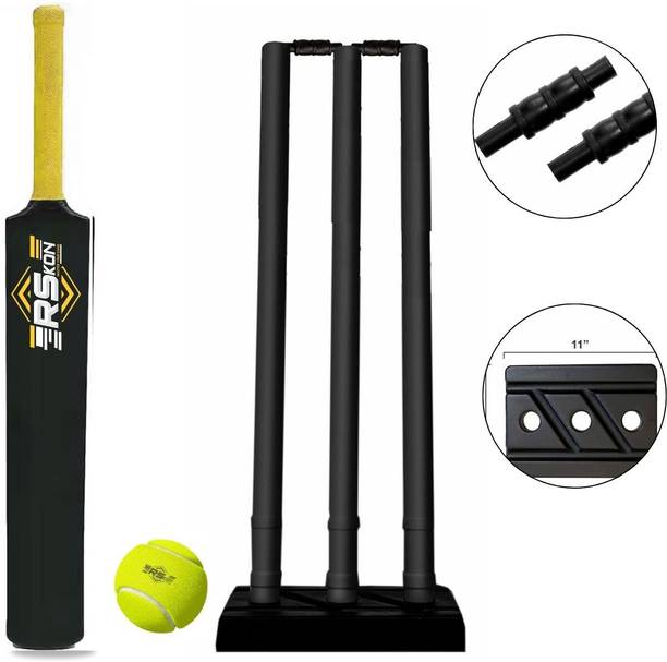 RSKON Full Size Cricket Set Plastic Bat, Tennis Ball ...