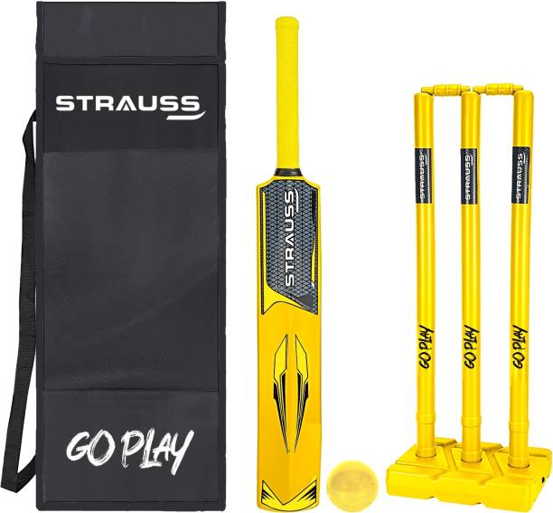 Strauss Rebel Plastic Cricket Kit, Size SH (34 X 4.5inches) for All Age Groups, (Yellow) Cricket Kit