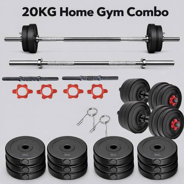 TUCKER FITNESS 20KG Strength Training Dumbbell Kit with 3FT Bar & Accessories Fitness Accessory Kit Kit