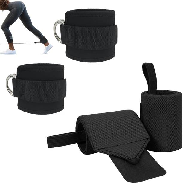 GymWar Combo of Cabel Machine Ankle strap+Wrist Supporter for Gym Fitness Accessory Kit Kit
