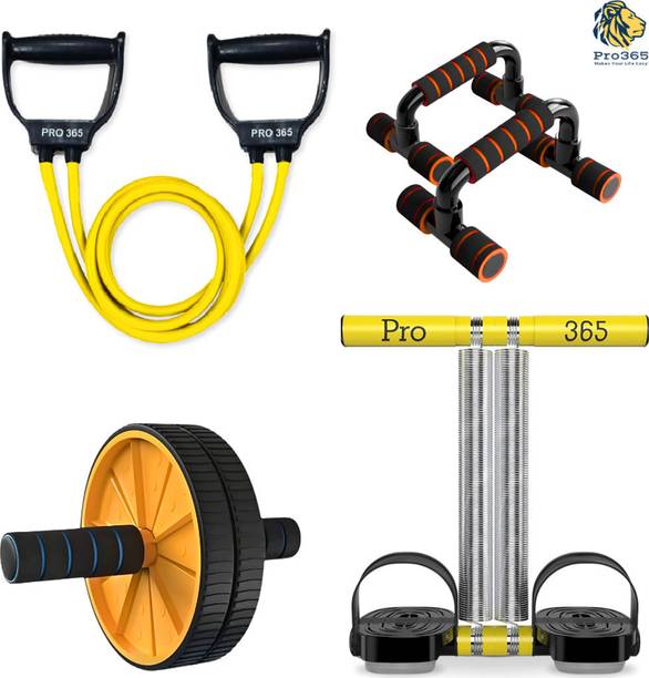 प्रो 365 Combo Of Double TT, Pushup Bar, Toning Tube and Abdominal Wheel for Ab exerciser होम जिम किट