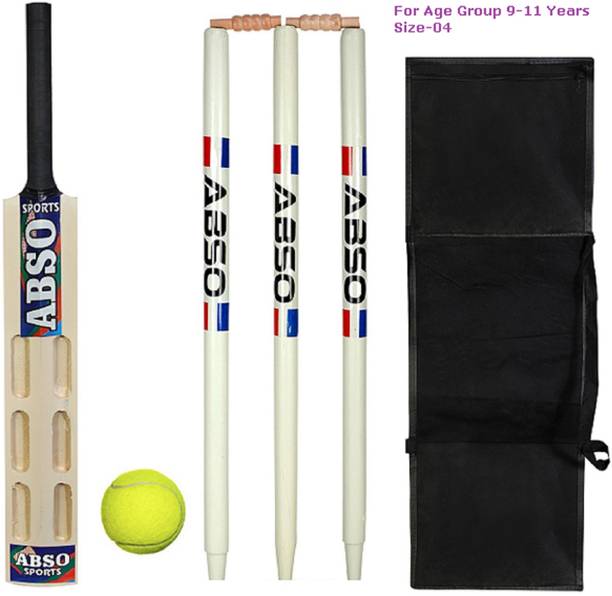 abso Poplar Willow Tennis Cricket Kit with 6 Scoop Bat Size 4 No Age group 9-11 years Cricket Kit