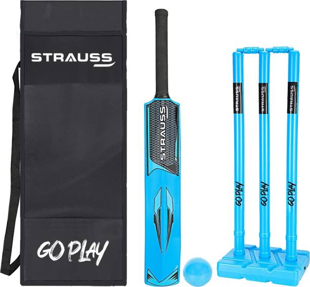 Strauss Rebel Plastic Cricket Kit, Size SH (34 X 4.5inches) for All Age Groups, (Blue) Cricket Kit