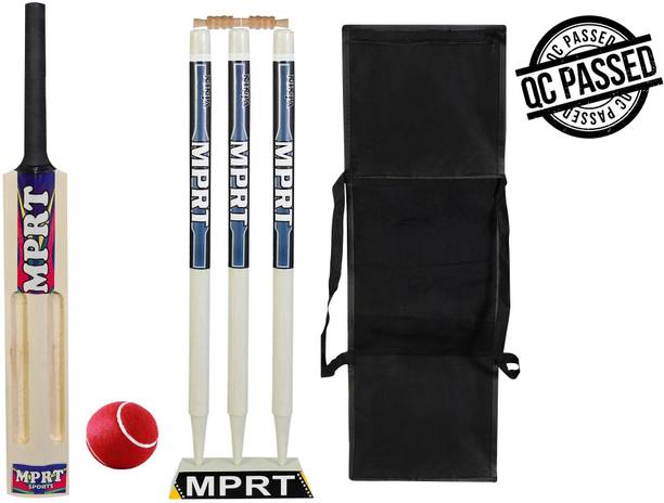 MPRT Super-Man Wooden 2 Scoop Cricket Kit Bat Size 4 With BaseFor Age Group 7-9 Cricket Kit