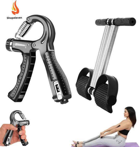 Shopeleven Double Spring Tummy Trimmer & Hand Grip Set for Fitness and Strength For Home Fitness Accessory Kit Kit