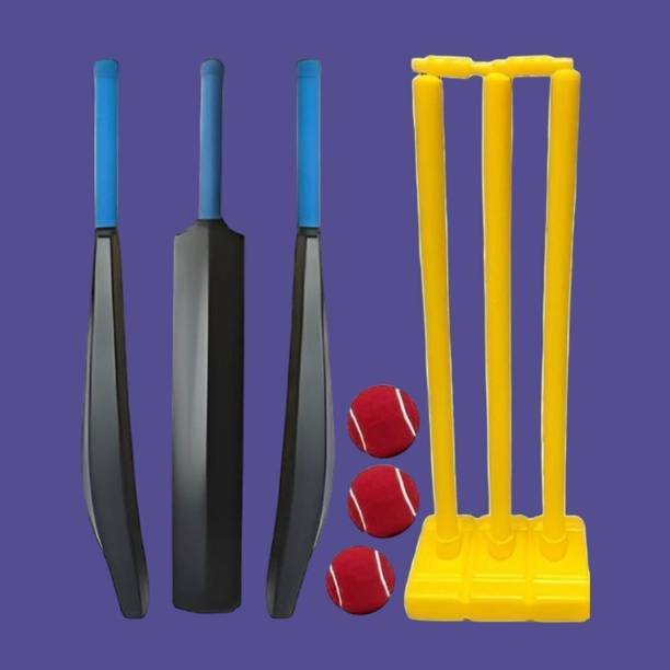 SS SKULL Plastic Cricket Kit 1 Bat 1 Wicket 3 Tennis Ball Set Cricket Kit
