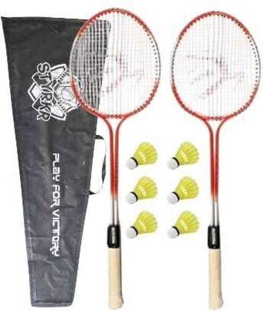 STYRKR Badminton racquets Kit Combo Set Of 2 Piece Racquet With 6 Fathers Shuttle Badminton Kit