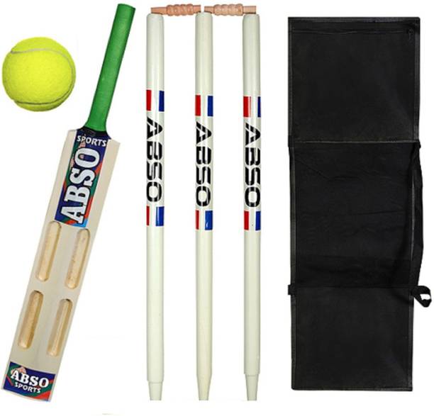 abso Poplar Willow Tennis Cricket Kit with 2 Scoop Bat Size 2 No Age group 6-7 yearS Cricket Kit