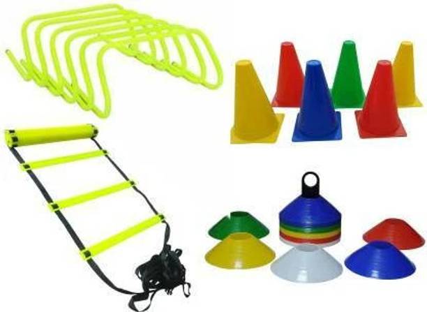 HOC Agility kit 4 Mtr. Ladder 10 saucer 6 cone of 6 inch 6 hurdle Football & Fitness Kit