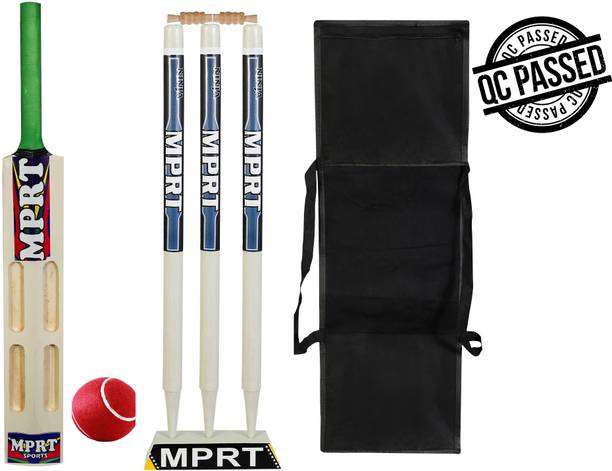 MPRT Wooden 4 Scoop Cricket kit with base Bat Size 5 For Age Group 11-13 Cricket Kit