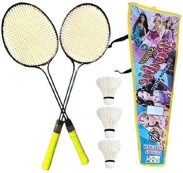 TROCK Badminton Raquet Set of 2pcs with Feather Shuttlecock 3pcs Badminton Kit