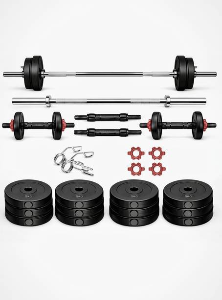 FASTERO FITNESS 20KG Home Gym Dumbbell Plate Set with 3FT Straight Rod & Accessories Fitness Accessory Kit Kit