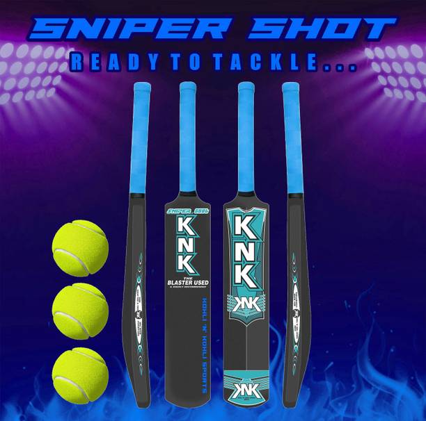 KNK 3 No.Size Hard PVC Plastic Bat With 3 Tennis Ball For 4-8 Years PVC/Plastic Cricket  Bat For 8 Yrs