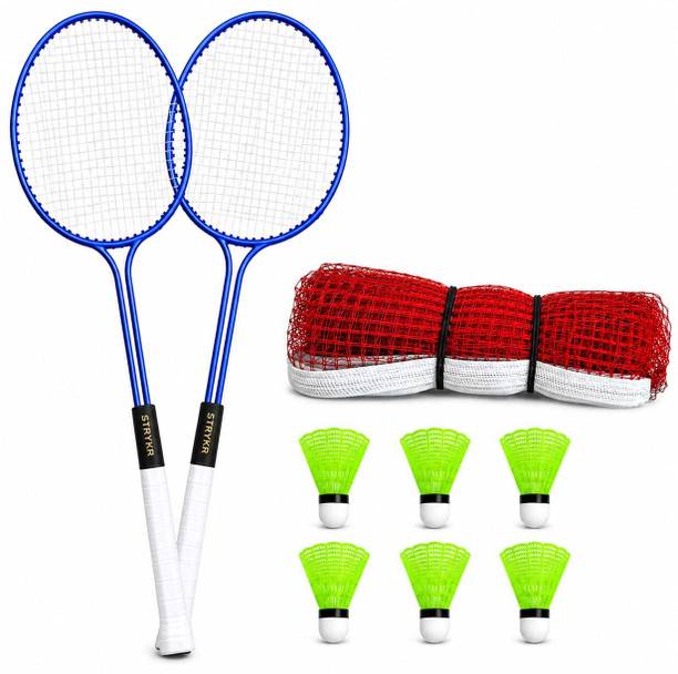 STYRKR Badminton Combo Set with 2 Rackets, 6 Shuttlecocks ,1 Net Badminton Kit