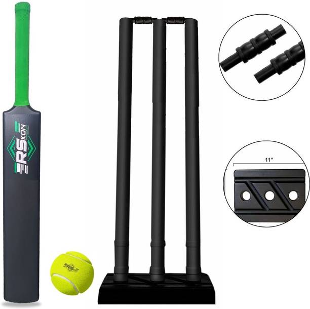 RSKON Full Size Cricket Set Plastic Bat, Tennis Ball ...
