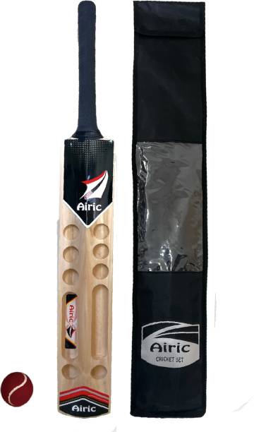 Airic Stylish Light Popular Willow Scoop Bat (Full Size) with Tennis Ball and Cover Cricket Kit