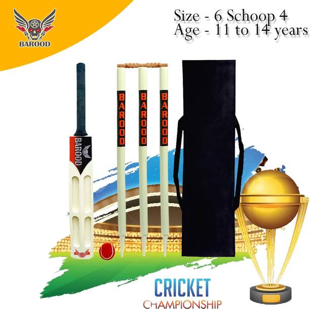 BAROOD Size 6 Schoop 4 Age 11-14 years 1bat,1ball,1cover,2bail,3stumps Wooden Cricket Kit