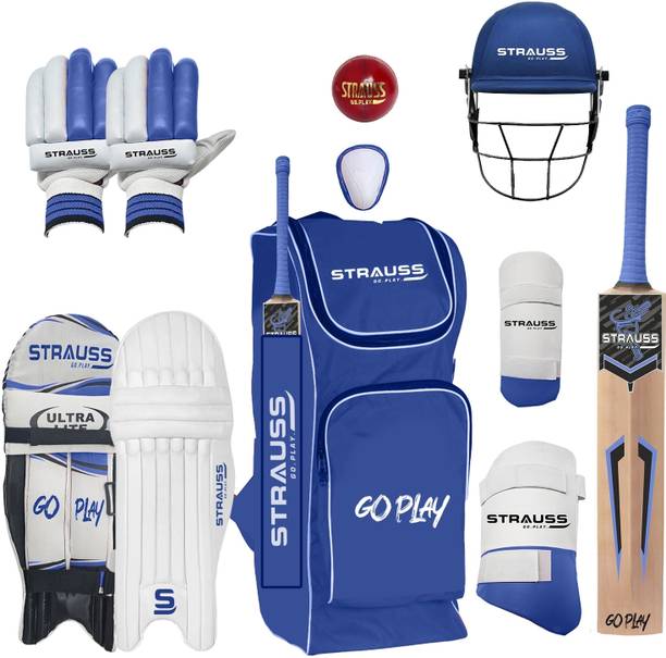 स्ट्रॉस Cricket Kit | Full Size | Color: Blue | Right Handed Complete Set of 9 क्रिकेट किट
