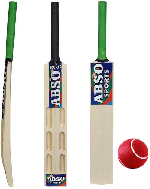 abso Wooden Cricket Bat and Ball with 6 SCOOP Design - Size 1 ("Ages 3-4 years)" Cricket Kit