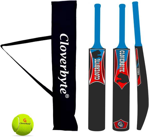 क्लवरबाइट 3 No. PVC Plastic Black Bat For Kids With Cover & Tennis Ball For 4-8 Years Kids क्रिकेट किट