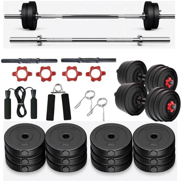 PKN FIT 20KG Fitness Kit Dumbbell Set with Rod, Rope, Gloves & Gripper Fitness Accessory Kit Kit