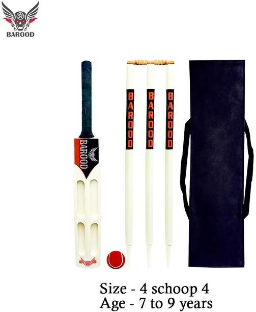 BAROOD Cricket kit 1bat,1ball,1cover,2bails,3stumps size 4 schoop 4 Age( 7 to 9)years Cricket Kit