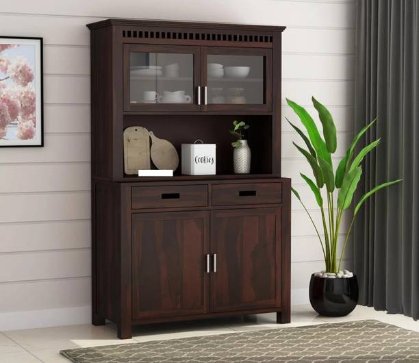 Krishna Wood Decor Solid Sheesham Wood Kitchen Cabinet With Multiple Shelves For Kitchen/ Storage | Solid Wood Kitchen Cabinet