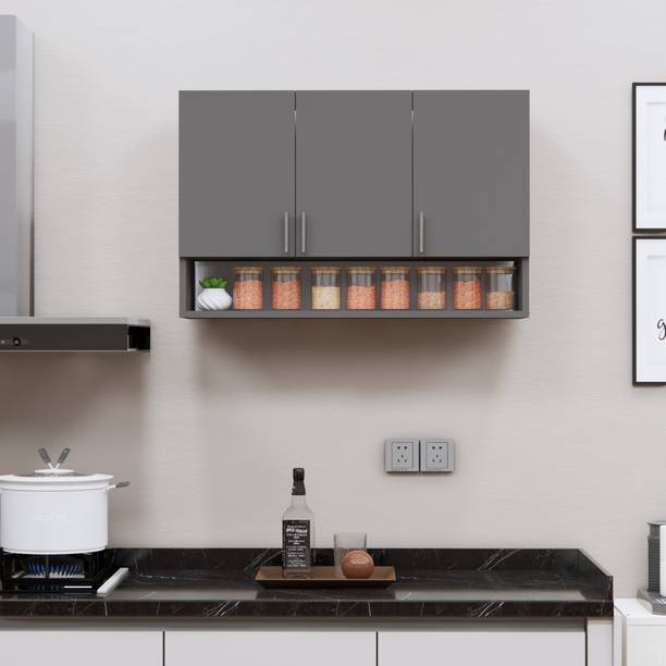 Flipkart Perfect Homes Space-Saving Wall Hanging 3 Doors Cupboard Organizer with 3 Shelves,French Cleat Engineered Wood Kitchen Cabinet