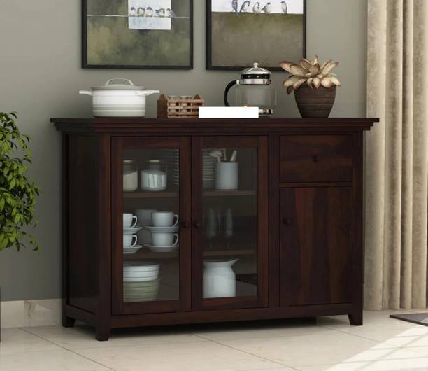 WOODTREND Solid Sheesham Wood Kitchen Cabinet With Multiple Shelves For Kitchen/ Storage Solid Wood Kitchen Cabinet