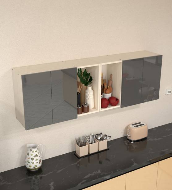 SPECIALITY PANELS 6 Door Mirror Glossy triple layered handless shutter Free assembly by Brand Engineered Wood Kitchen Cabinet